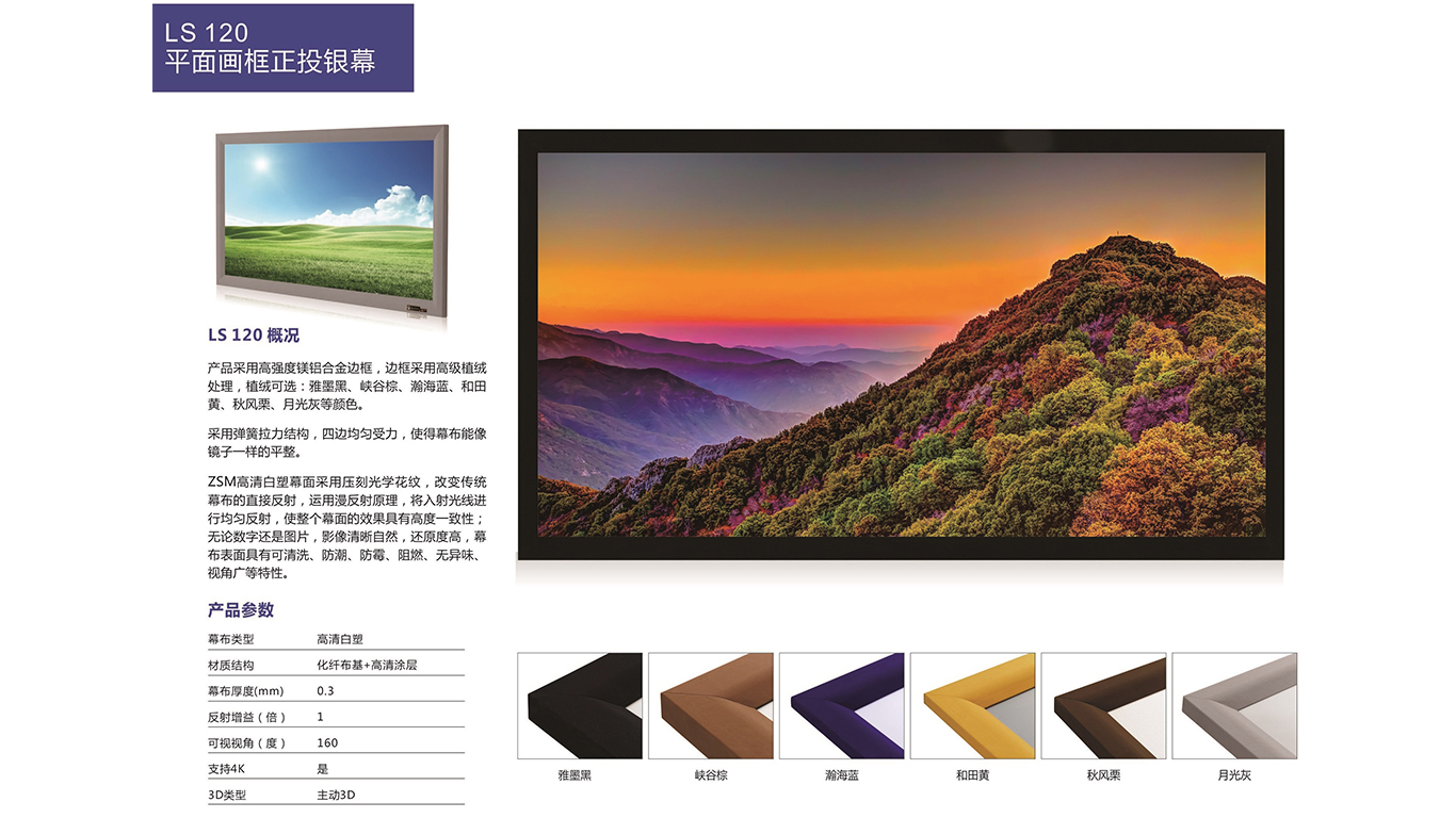 ZSM真视美 LS120高清白塑幕